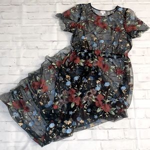 NWOT 3XL Sheer Floral Embroidered Black LuLaRoe Deanne Floor Length Layer Dress